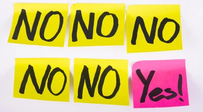 sticky notes with 'no' and 'yes' sticky notes with 'no' and 'yes'