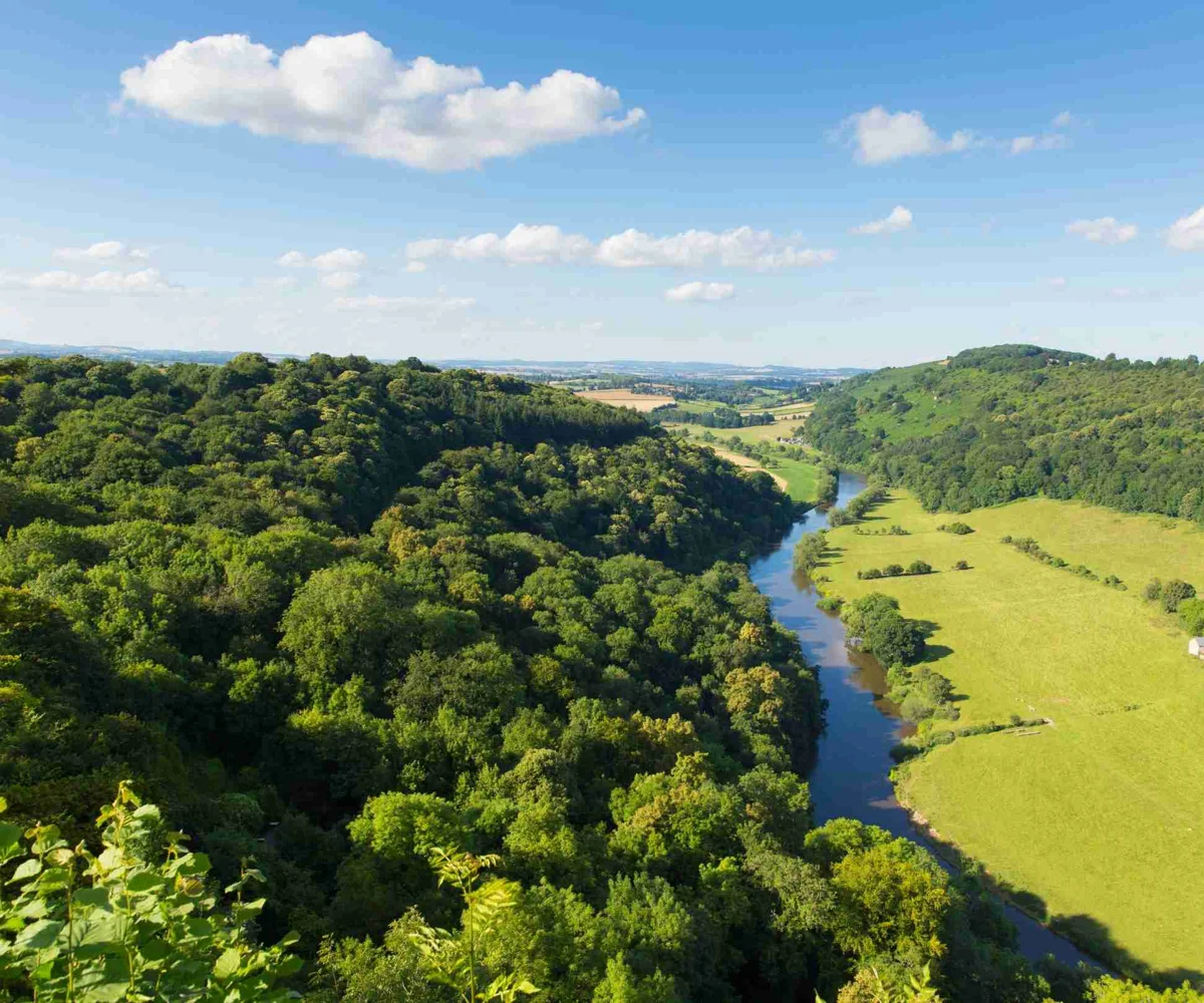 Aerial View Of River And Countryside