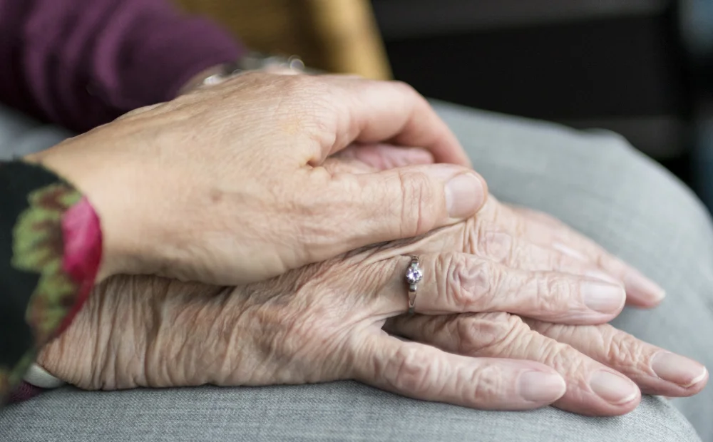 person holding an older person's hands person holding an older person's hands