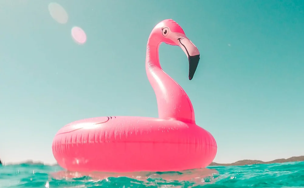 flamingo floatie in ocean flamingo floatie in ocean