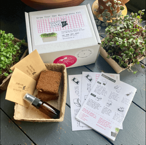 Microgreens kit box with instructions